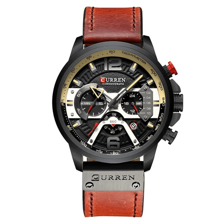 Reloj Curren 8329 Original Hombre Cronógrafo Azul con Correa de Cuero 44mm - Curren en Perú | Jherr Jewelry