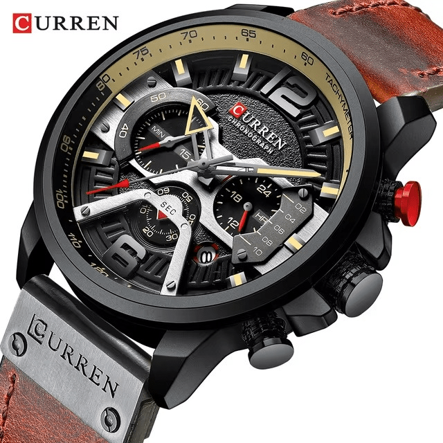 Reloj Curren 8329 Original Hombre Cronógrafo Azul con Correa de Cuero 44mm - Curren en Perú | Jherr Jewelry