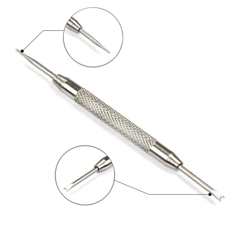 Extractor de pasadores para correas de reloj con detalle de ambas puntas