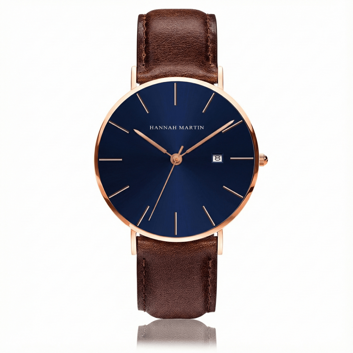 Reloj Hannah Martin Original Hombre Oro Rosa Esfera Azul y Fecha - Diseño Elegante Premium 40mm - Hannah Martin en Perú | Jherr Jewelry