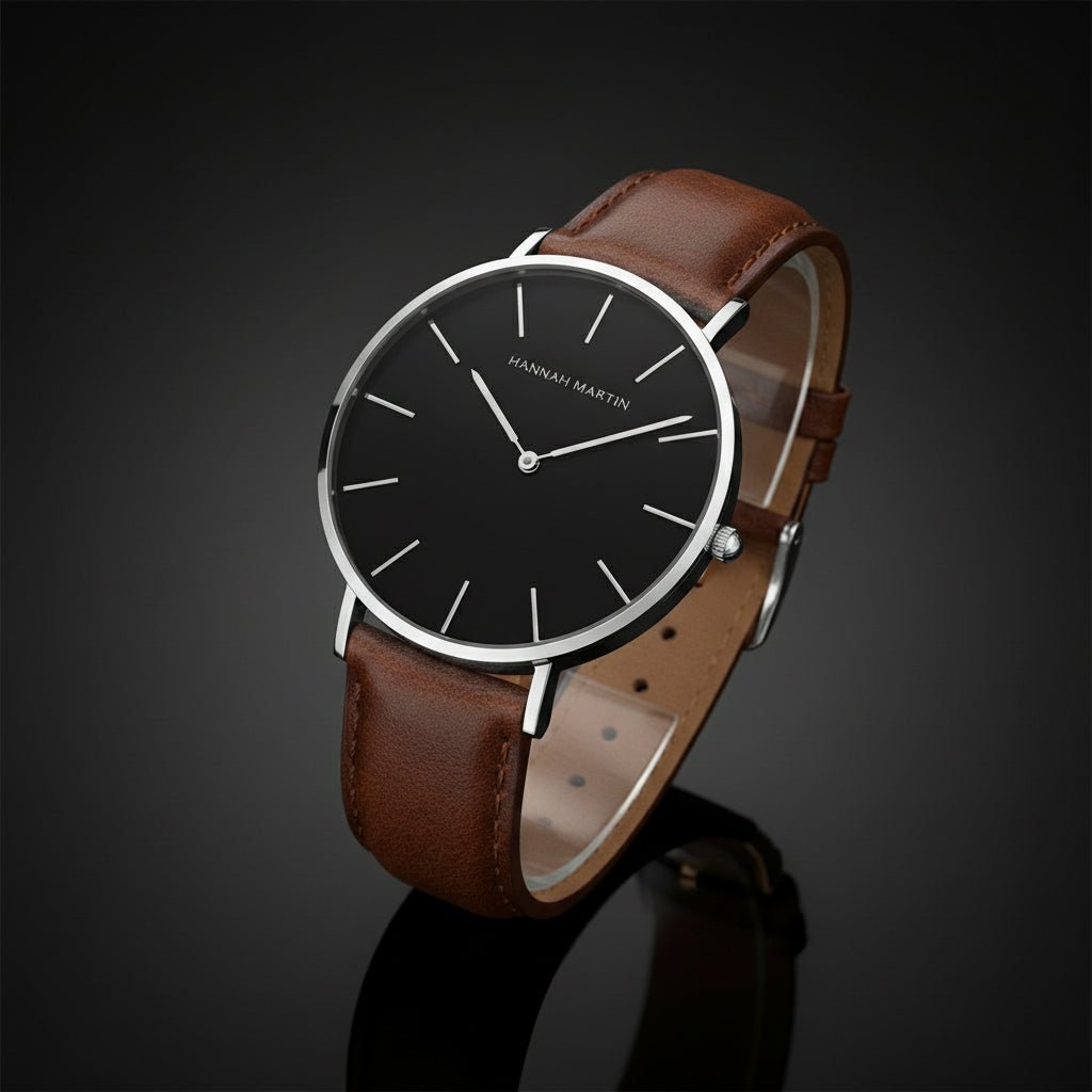 Reloj Hannah Martin para Hombre Cuero Marrón Plateado - Diseño Elegante 40mm - Hannah Martin en Perú | Jherr Jewelry