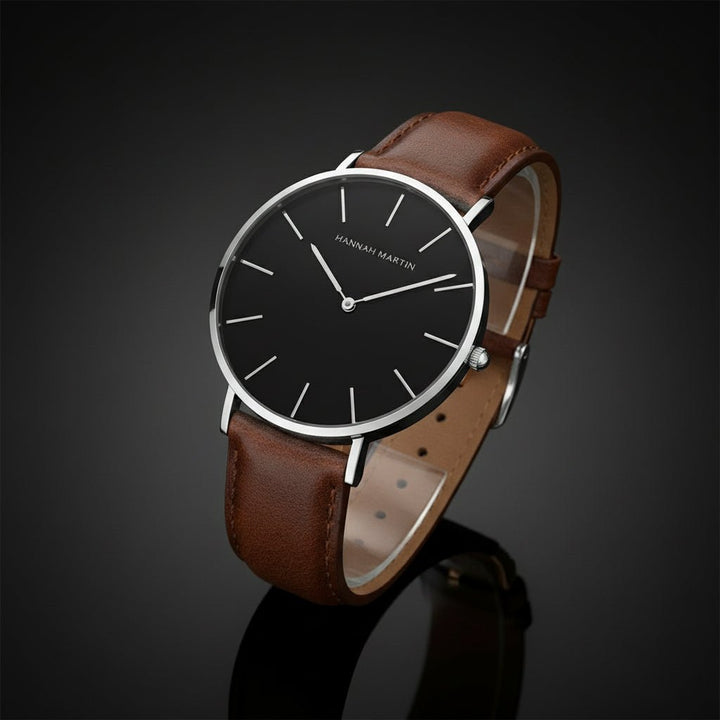 Reloj Hannah Martin para Hombre Cuero Marrón Plateado - Diseño Elegante 40mm - Hannah Martin en Perú | Jherr Jewelry