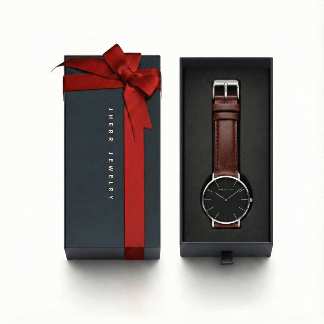 Reloj Hannah Martin para Hombre Cuero Marrón Plateado - Diseño Elegante 40mm - Hannah Martin en Perú | Jherr Jewelry