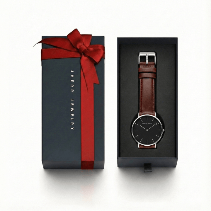 Reloj Hannah Martin para Hombre Cuero Marrón Plateado - Diseño Elegante 40mm - Hannah Martin en Perú | Jherr Jewelry