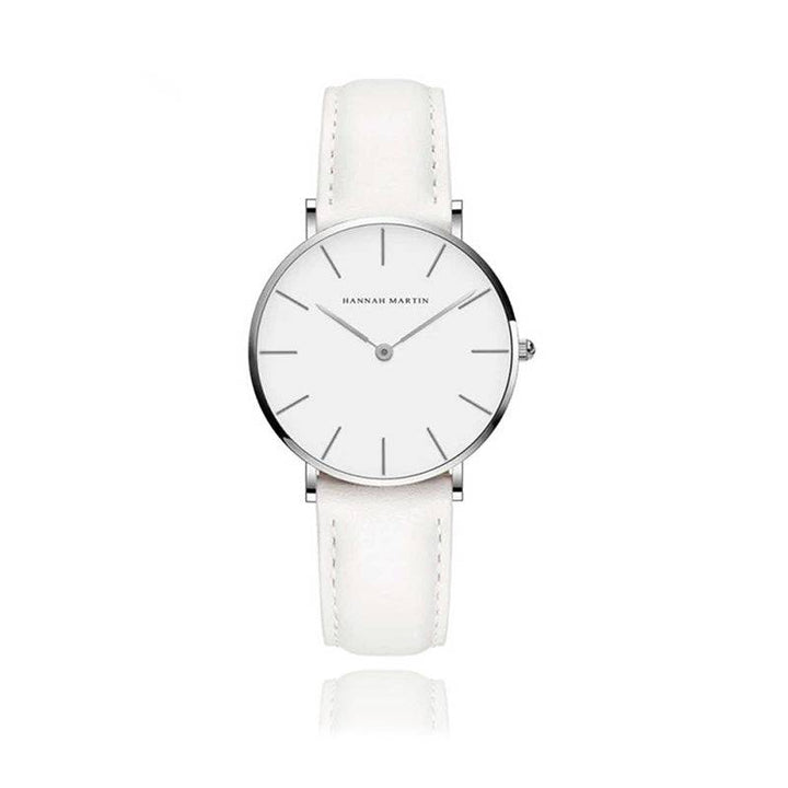 Reloj Hannah Martin para Mujer Correa Blanca Esfera Plateada - Hannah Martin en Perú | Jherr Jewelry