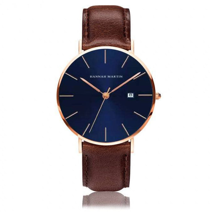 Reloj Hannah Martin Oro Rosa Esfera Azul con Mesh Azul y Fecha - Diseño Premium 40mm - Hannah Martin en Perú | Jherr Jewelry