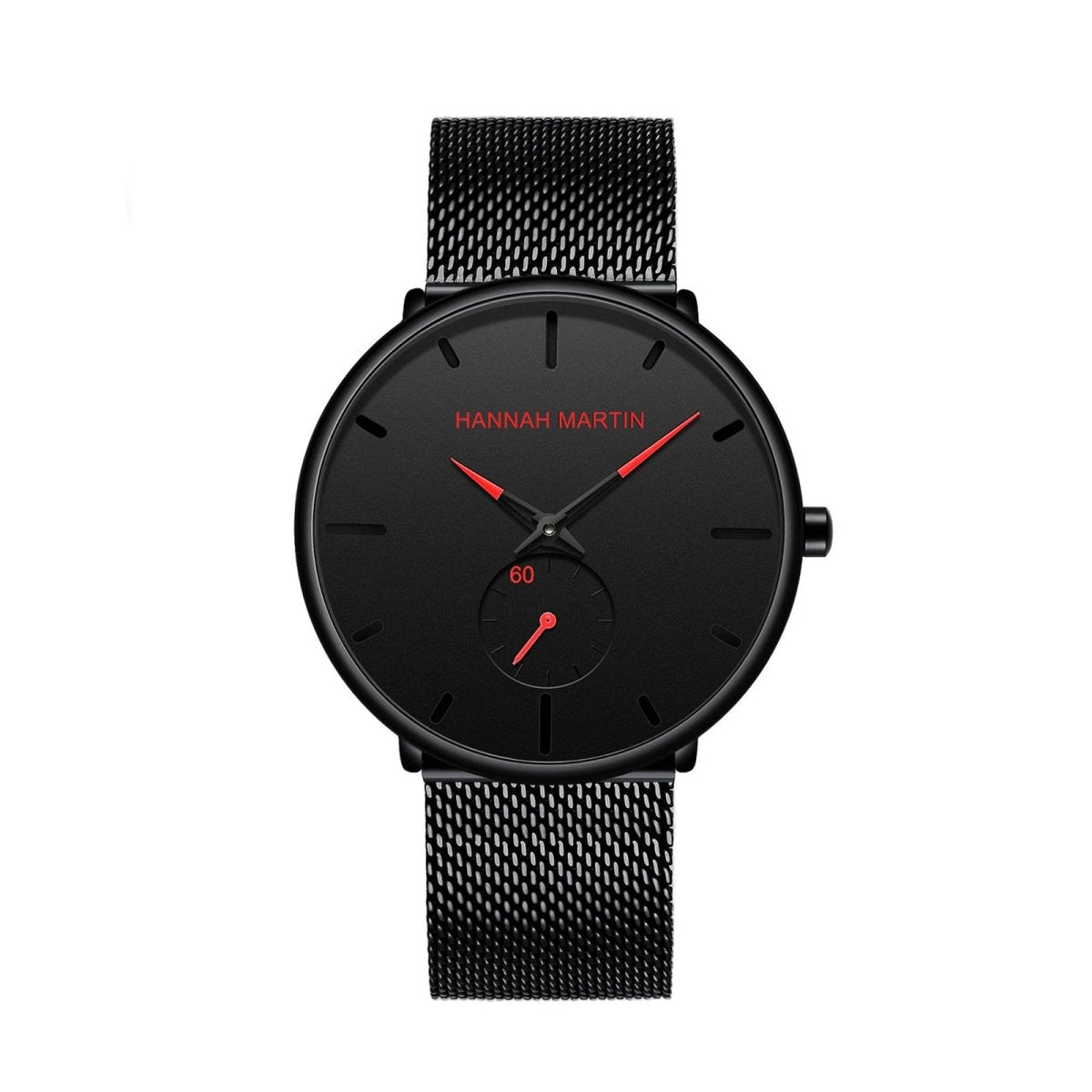 Reloj Hannah Martin Hombre Analogico Negro Dial Rojo - Diseño Elegante 40mm - Hannah Martin en Perú | Jherr Jewelry