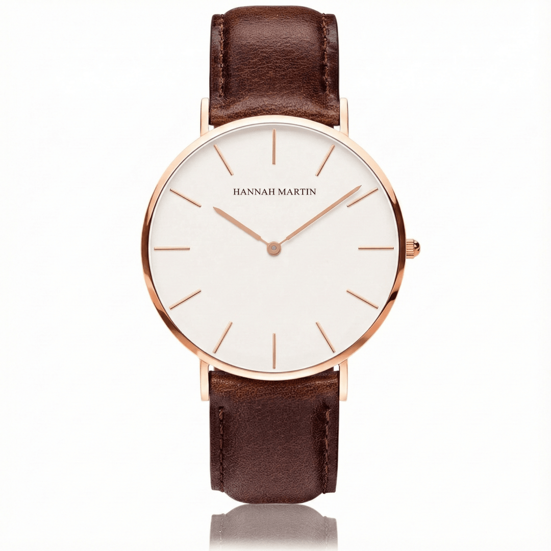 Reloj Hannah Martin Original para hombre cuero marrón oro rosa - Diseño Elegante 40mm - Hannah Martin en Perú | Jherr Jewelry