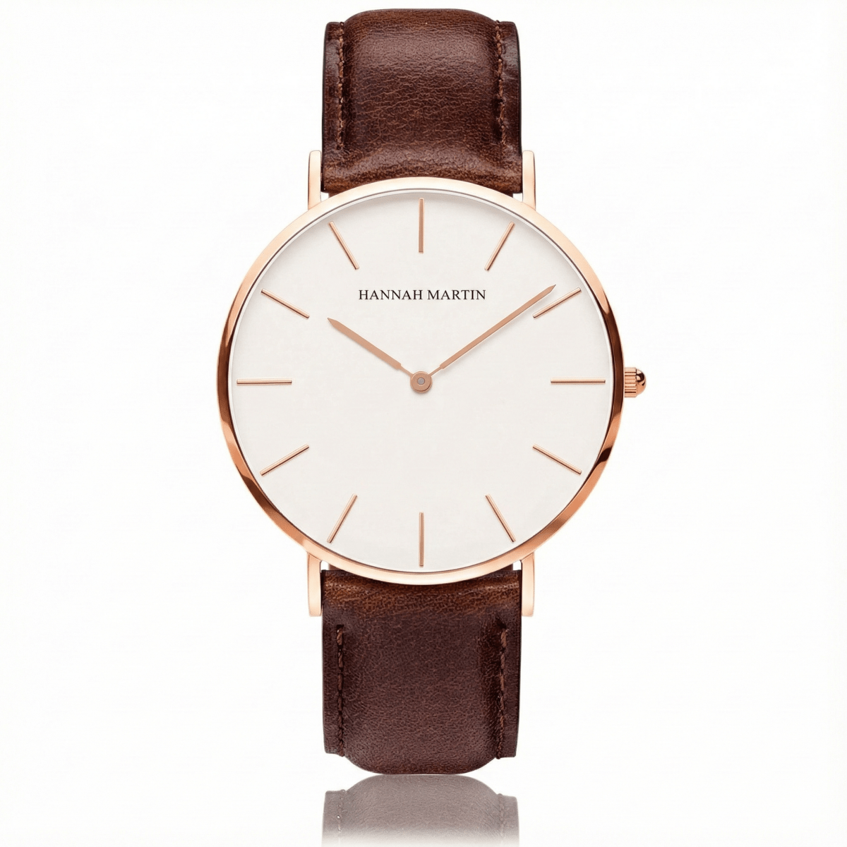 Reloj Hannah Martin Original para hombre cuero marrón oro rosa - Diseño Elegante 40mm - Hannah Martin en Perú | Jherr Jewelry