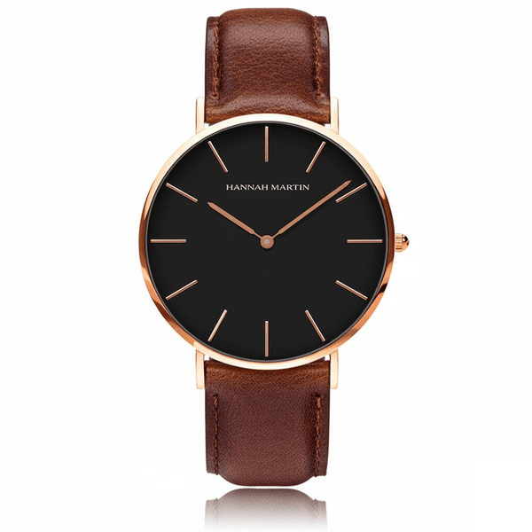 Reloj Reloj  Original para Hombre Elegante Cuero Marrón Esfera Negra 40mm para regalo corporativo personalizado con logo en Perú