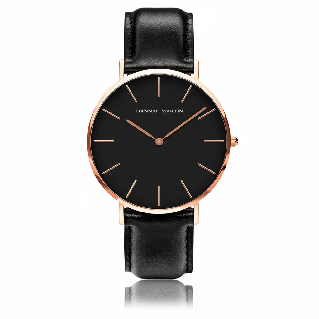 Reloj Hannah Martin Original para Hombre Elegante Cuero Marrón Esfera Negra 40mm - Hannah Martin en Perú | Jherr Jewelry