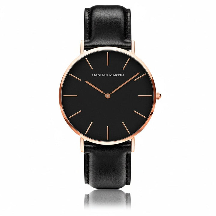Reloj Hannah Martin Original para Hombre Elegante Cuero Marrón Esfera Negra 40mm - Hannah Martin en Perú | Jherr Jewelry