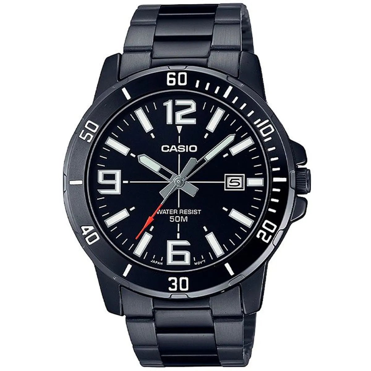 Reloj Casio MTP-VD01B Hombre Negro Acero Inoxidable Water Resist 50M - Diseño Elegante 42mm - Casio en Perú | Jherr Jewelry