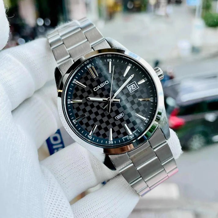 RELOJ CASIO ORIGINAL MTP-VD03D-1A | Acero Hombre Plateado Negro - Casio en Perú | Jherr Jewelry