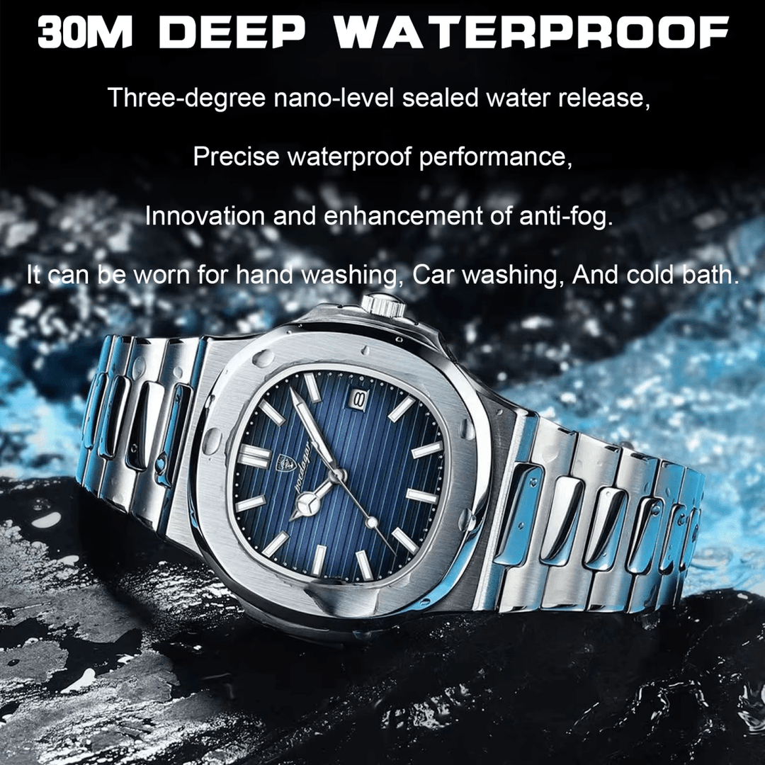 Reloj Poedagar ORIGINAL Acero Esfera Azul con Brazalete de Acero Hombre - Diseño Luxury 40mm - Poedagar en Perú | Jherr Jewelry