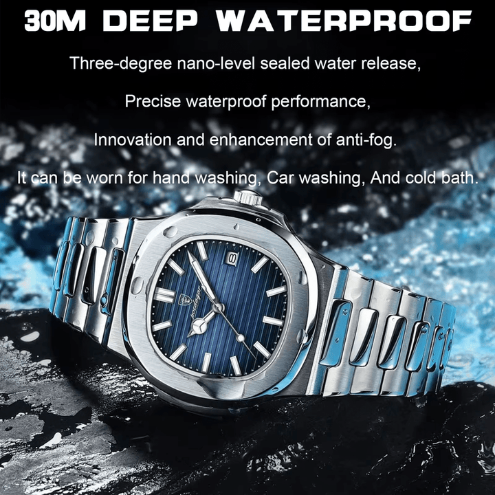 Reloj Poedagar ORIGINAL Acero Esfera Azul con Brazalete de Acero Hombre - Diseño Luxury 40mm - Poedagar en Perú | Jherr Jewelry