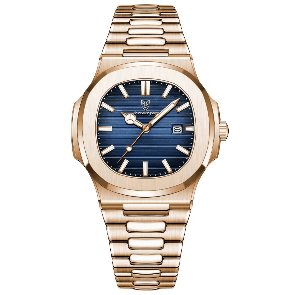 Reloj Poedagar ORIGINAL Cara Azul Marine Brazalete de Eslabones - Diseño Luxury 40mm - Poedagar en Perú | Jherr Jewelry