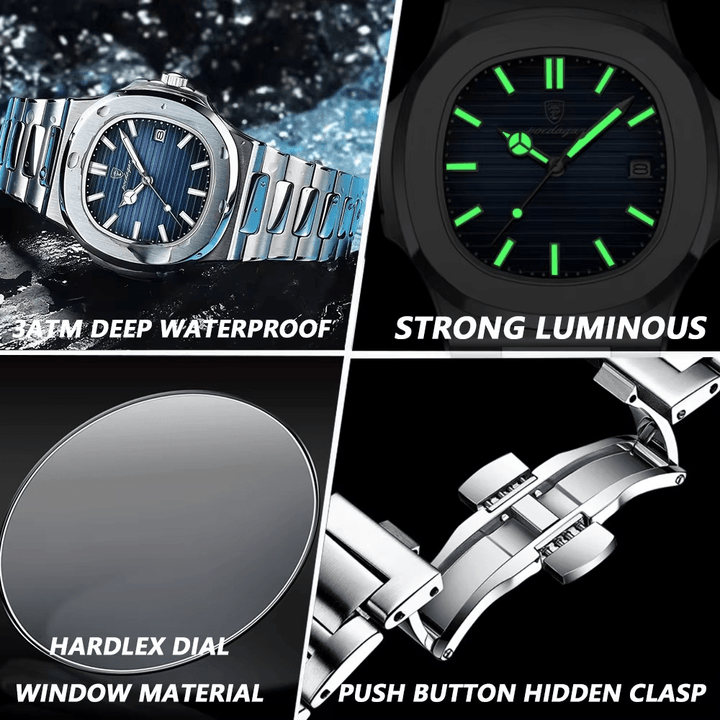 Reloj Poedagar ORIGINAL Acero Esfera Azul con Brazalete de Acero Hombre - Diseño Luxury 40mm - Poedagar en Perú | Jherr Jewelry