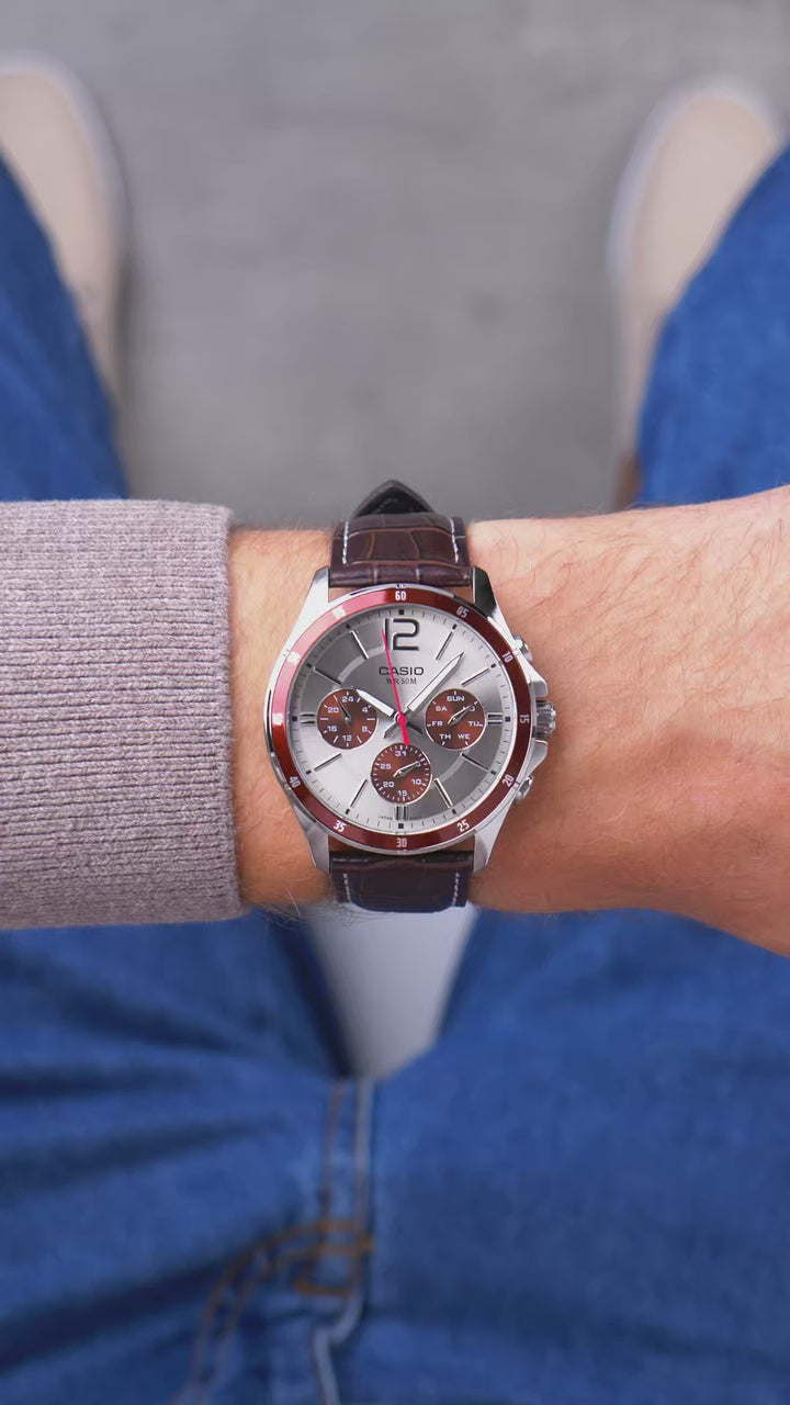 Reloj Casio Hombre MTP-1374L-7A — Multifunción Analógico con Correa de Cuero