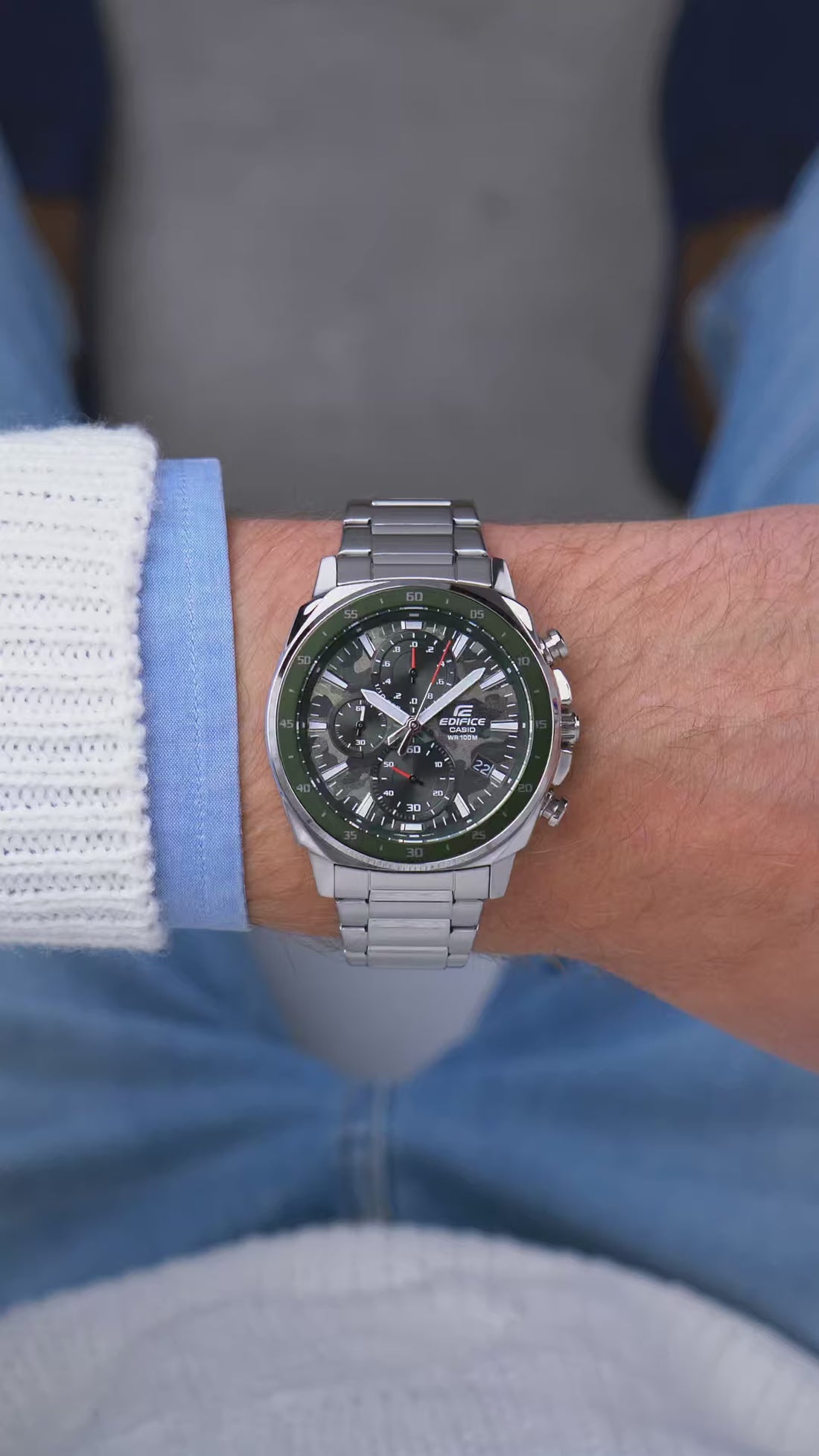 Reloj Edifice EFV-600D-3CVUDF Original Verde Militar 100M para Hombre