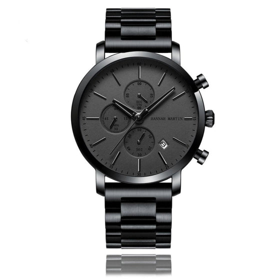 Reloj Hannah Martin Negro Original Cronógrafo con Brazalete de Acero Negro - Diseño Elegante 42mm - Hannah Martin en Perú | Jherr