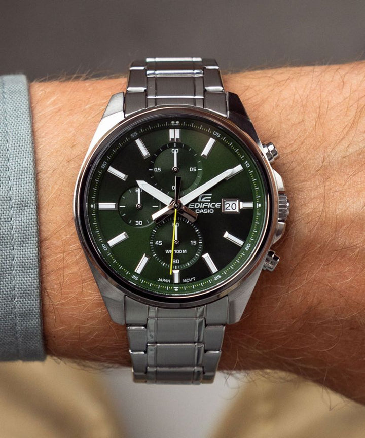 Reloj Casio Edifice EFV-610D-3C acero 100m verde para hombre original - vista principal | Jherr Perú