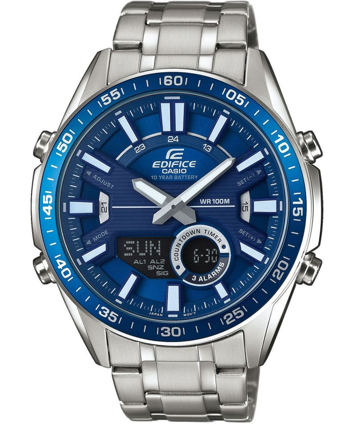 Reloj Casio Edifice EFV-C100D-2A analógico digital azul para hombre original - vista principal | Jherr Perú