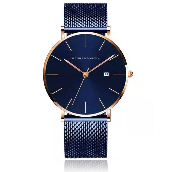 Reloj Reloj  Oro Rosa Esfera Azul con Mesh Azul y Fecha - Diseño Premium 40mm para regalo corporativo personalizado con logo en Perú