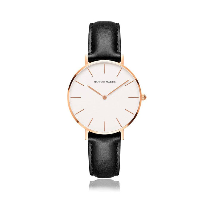 Relojes de Pareja Hannah Martin Plata Esfera Blanca con Cuero Azul - Set Coordinado 40mm/36mm - Hannah Martin en Perú | Jherr Jewelry
